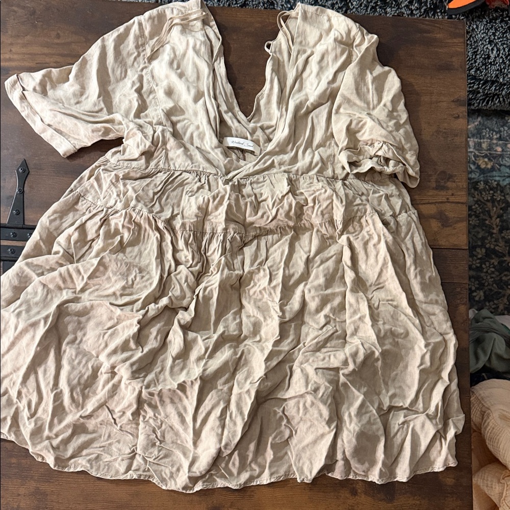 Mustard Seed Light Tan V-Neck Dress